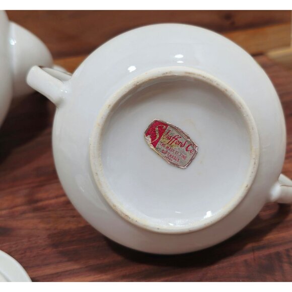 Vintage Blue Rose Shafford China Porcelain Tea Set - Teapot Sugar Bowl & Creamer - Picture 11 of 11